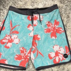 ‼️‼️‼️SOLD‼️‼️‼️ Aqua and Coral Floral Board Shorts